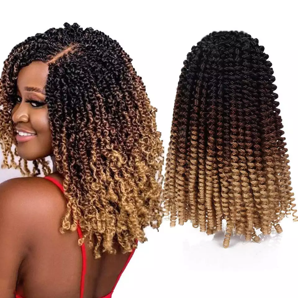 Spring Twist Crochet Braiding Hair 8 Inch Ombre Kanekalon