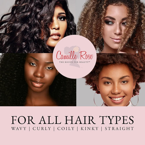 Camille Rose Sweet Ginger Hair & Scalp Cleanser with natural hair styling setup